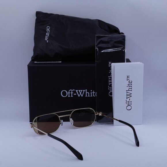 Off-White OERI14H LYNN 7664 Oval Sunglasses – Gold/Brown